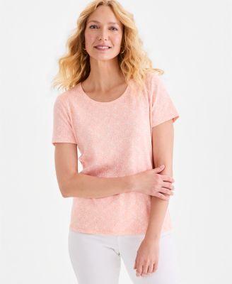 Women's Printed Short-Sleeve Scoop-Neck Top