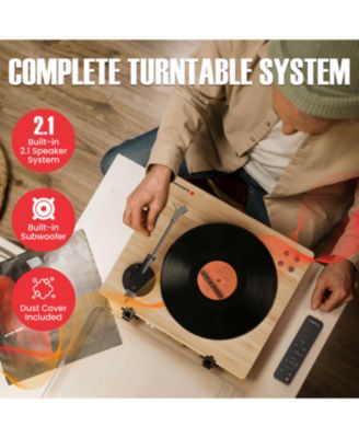 Vinyl Record Player, All-in-one Turntable with 2.1 Channel Built-in Speaker, Bluetooth 5.4, 120W, Built-in Subwoofer
