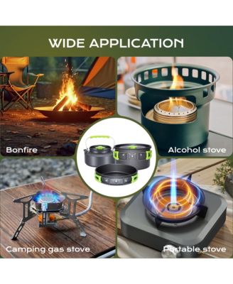 20 Piece Camping Cookware Mess Kit with Kettle Pots Pan Plates Cups and Cutlery for 1 to 2 People