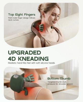 Cordless Neck and Shoulder Massager with Heat and Kneading 3 Massage Modes Deep Tissue Massage Pillow
