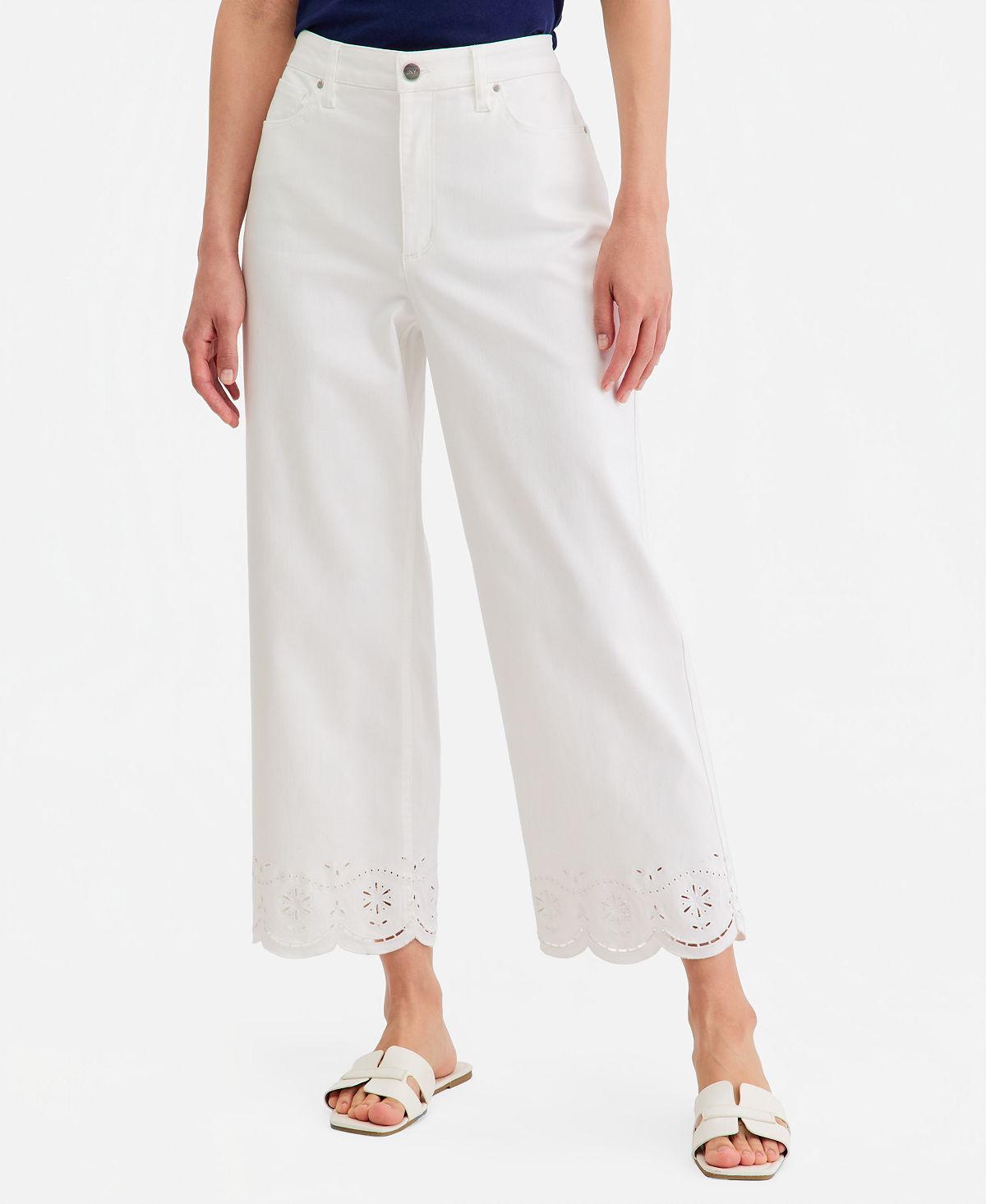 Jones New York Petite Lexington Embroidered Wide-Leg Crop Jeans view 2 — MAYCSS fashion products