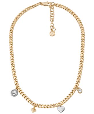 Multi Curb Chain Charm Necklace