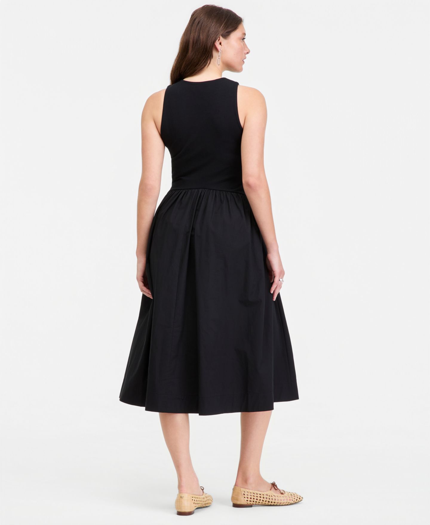 Женское платье On 34th Curved-Waist Mixed-Media Midi, цвет: Глубокий чёрный — фото 2