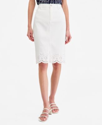 スカート draw drawers Eyelet Knit Pajama Skirt Jones New York Women's Eyelet Embroidered Pencil Skirt - Macy's