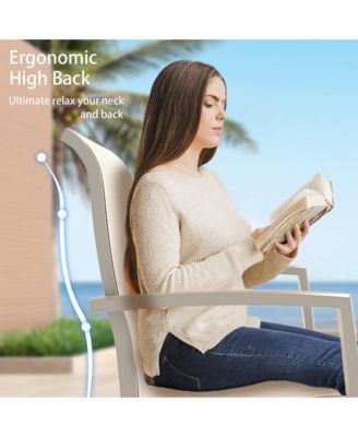 2-Piece Stackable Outdoor Dining Chairs, Metal Frame with E-Coating, Textilene All-Weather Patio Chairs, Sandstone