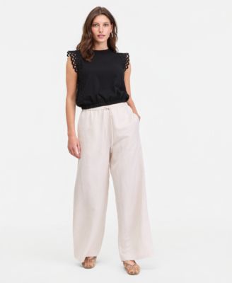Women's Linen-Blend Drawstring Pants