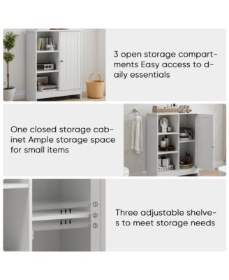 Bathroom Cabinet - Freestanding Storage Cabinet with 1 Cabinet, 3 Open Compartments for Bathroom, Living Room