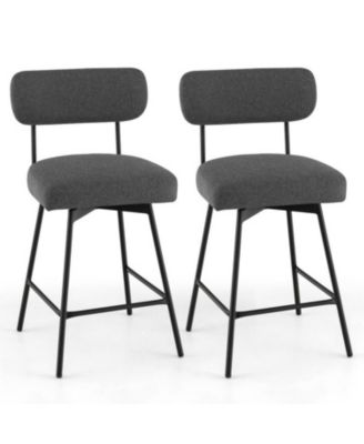 25 Inch 2-Piece Modern Upholstered Bar Stools with Back and Footrests