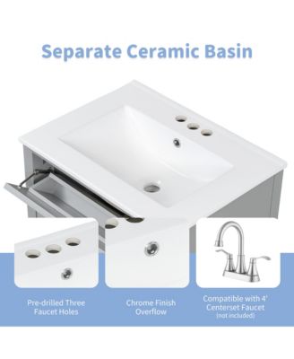 Modern Bathroom Vanity with Sink 3 Drawers Adjustable Shelf Cabinet