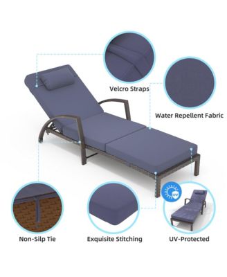 Patio Furniture Outdoor Wicker Chaise Lounge Chair with Arms