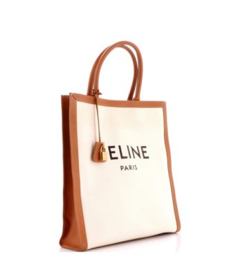 Large Vertical Cabas Tote Canvas with Leather