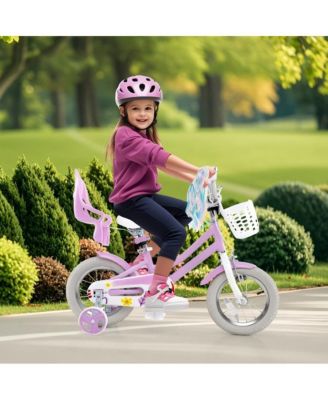 12 Inch Girls Bike Kids Bicycle with Doll Seat and Streamers for Children 3-4 Years Old