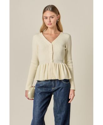 Women's Peplum Knit Long Sleeve Vest