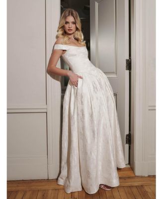 Women's Tinsley Jacquard Bardot Wedding Gown