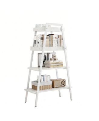 Ladder Shelf 4 Tier Wood Metal Frame Bookshelf Display Plant Stand Storage