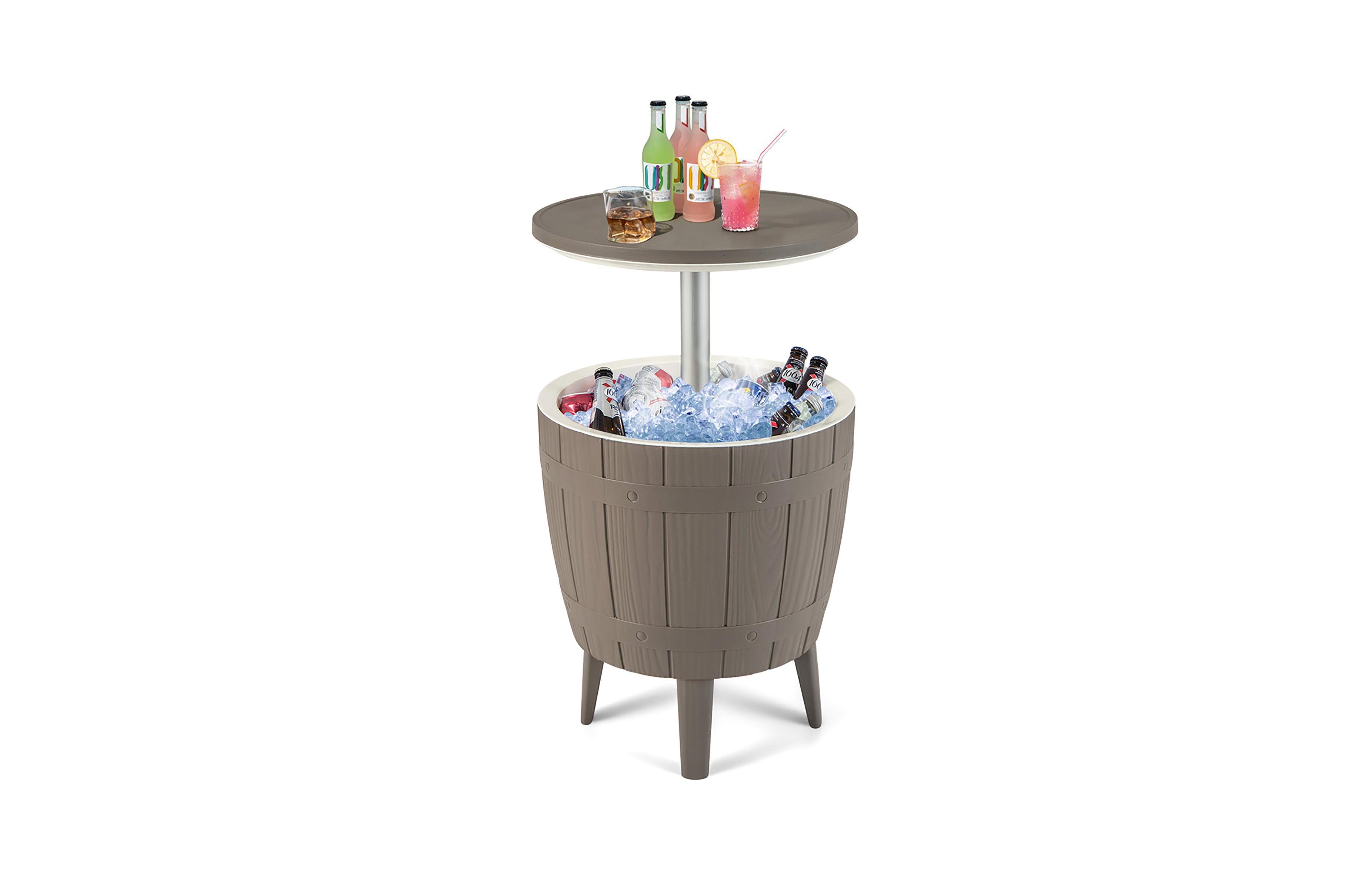 Gymax 10 Gallon Cooler Bar Table w/ Telescopic Tabletop 3-in-1 Coffee Table Ice Bucket