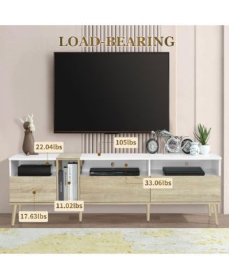 Modern 80" TV Stand cabinet with 3 Drawers & Open Shelves