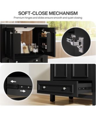30" Modern Bathroom Vanity with Sink, Bathroom Sink Cabinet with 2 Doors and 1 Drawer, Solid Wooden Frame
