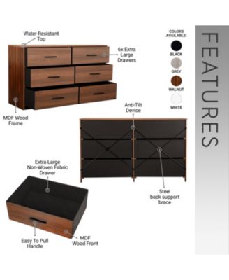 5 Drawer Mid Century Modern Dresser Sturdy Cabinet for Living Room Home Furniture with Spacious Drawers Easy Assem