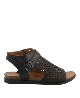 COVINGTON Women's Leather Cut-Out Sandals with Ankle Coverage and Buckle Detail