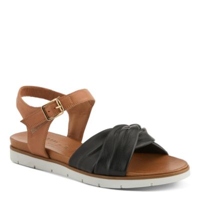 Nihira Women's Flat Sandal with Tubular Leather Upper