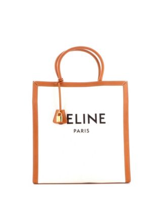 Large Vertical Cabas Tote Canvas with Leather