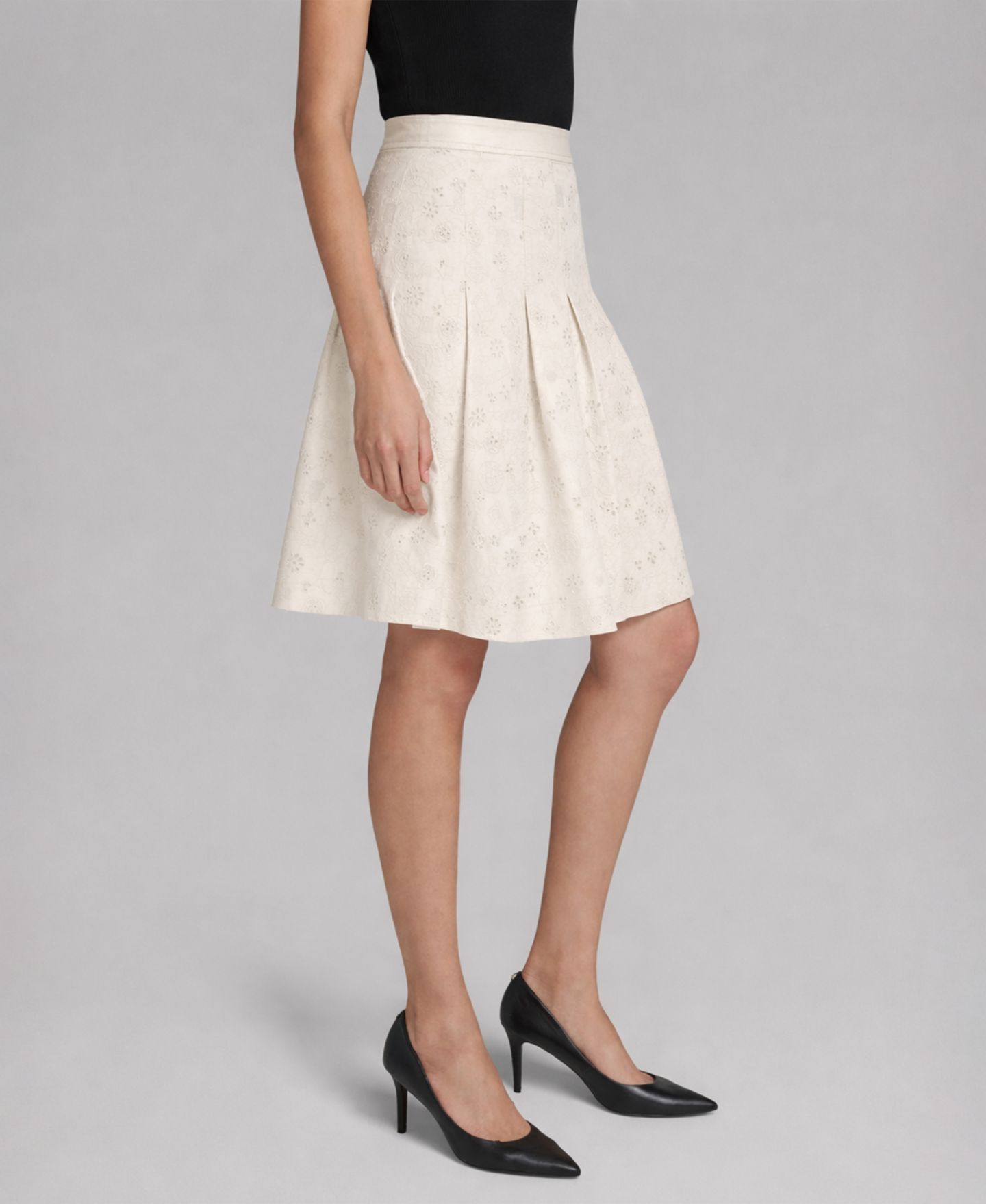 Женская юбка KARL LAGERFELD PARIS A-Line Eyelet, цвет: Мягкий белый — фото 3