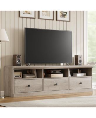 TV Stand for in TV, Entertainment Center with Storage Drawer, Mid-Century Modern TV Console with Open Shelves