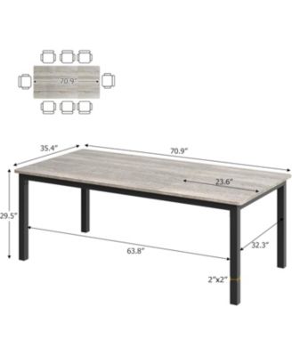 Industrial Dining Table for 6-8 – Spacious Rectangular Wood Top, Metal Legs, Rounded Corners