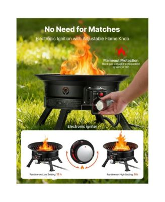24 Inch Propane Fire Pit 53000 BTU with Grill Grate