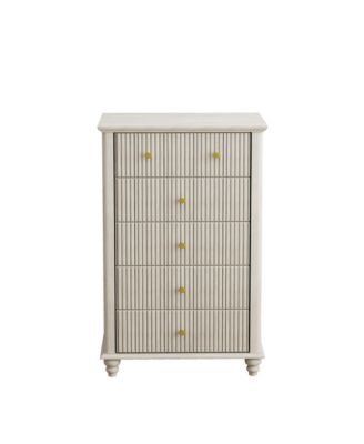 Minimalist 6 Drawer Dresser Cream Finish Sturdy Construction for Bedroom Living Room Storage
