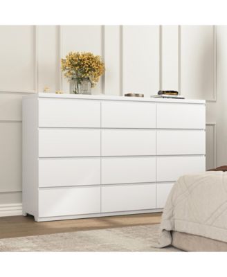 White 12-Drawer Double Dresser Storage Cabinet for Bedroom