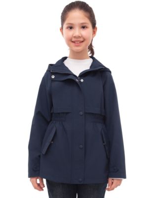 Girls Trench Coat Hip-Length Hooded Jacket