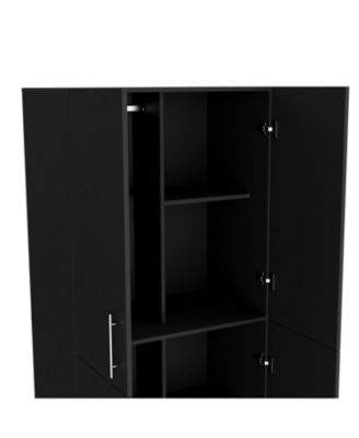 Hazel Armoire Melamine with Two Doors Four Shelves and Two Clothes Hanging Bars Bedroom Storage Organizer