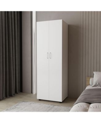 Pisinemo Armoire with Two Doors and Hanging Rod Bedroom Storage Organizer