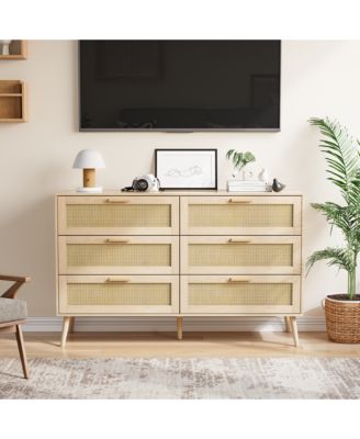 6 Drawer Contemporary Dresser Easy Clean Cabinet for Home Office Home Furniture With Spacious Drawers Easy Assembly.