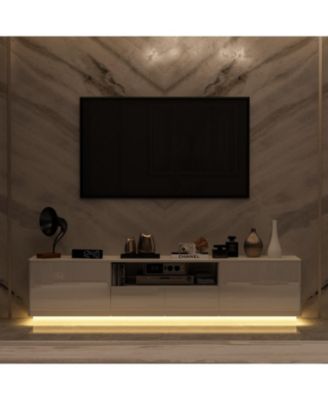 Pc Wood TV Stand, 4 Drawers, Media Console with Light Strip – Entertainment Furniture