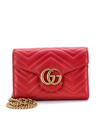 Mini GG Marmont Chain Wallet Matelasse Leather