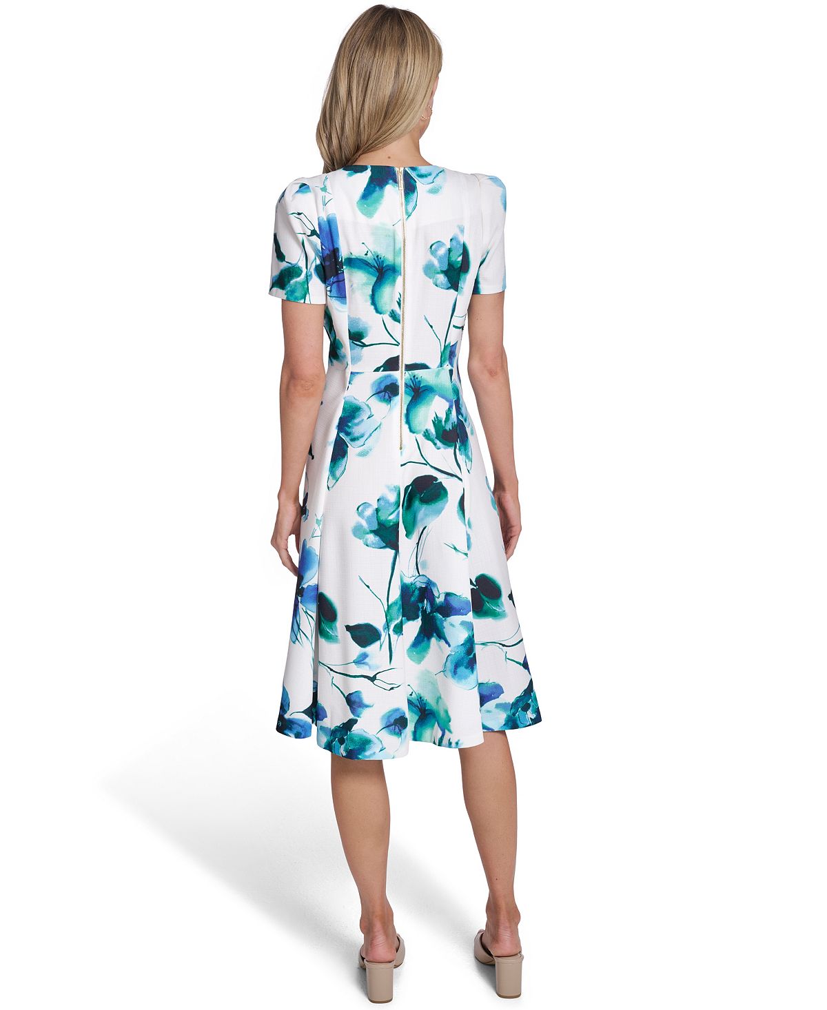Calvin Klein Petite Hopsack Short-Sleeve Jewel Neck Dress view 5 — MAYCSS fashion products