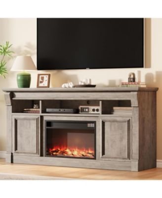 68" Farmhouse TV Stand for TVs up to 75",Entertainment Center with Open Storage Cabinets, Media Console for Living