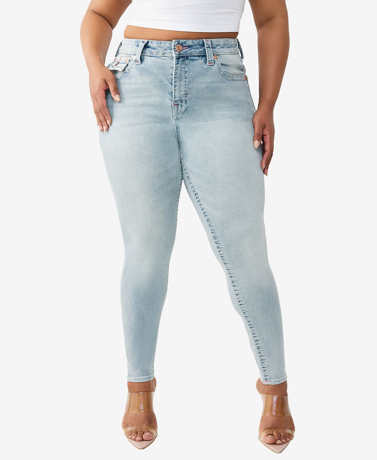 True Religion Plus Size Mid-Rise Skinny Big T-Flap Jeans view 1 — MAYCSS fashion products