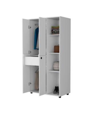 Bethel Armoire Closet with 1 Drawer 2 Hanging Rods Storage Cabinets