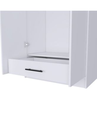 Rio Double Door Armoire One Cabinet Hidden Drawer 71 Inch High Bedroom Storage Organizer with Hanging Rod