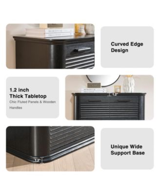 6 Drawers Dresser Modern Curved Profile Wood Fluted Storage Organizer 45 inch Tall for Bedroom Living Room Entryway