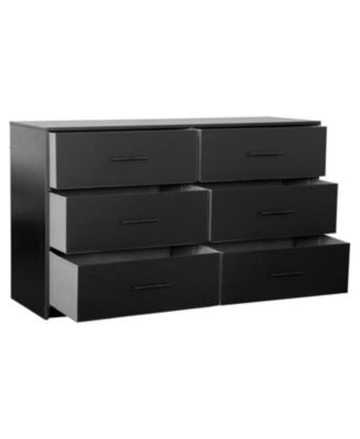 Modern 6 Drawer Dresser Engineered Wood Cabinet Handle Free for Bedroom Living Room Closet