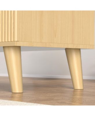 9 Drawer Fluted Wooden Dresser 63W 15.7D 29.5H for Bedroom Nursery Entrance with Wave Pattern