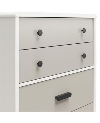 Modern 5 Drawer Valencia Tall Dresser Two Tone Finish with Matte Handles for Urban Bedroom
