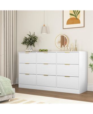 Large 9 Drawer Dresser 63-Inch-Wide Wood with Handles for Bedroom Storage