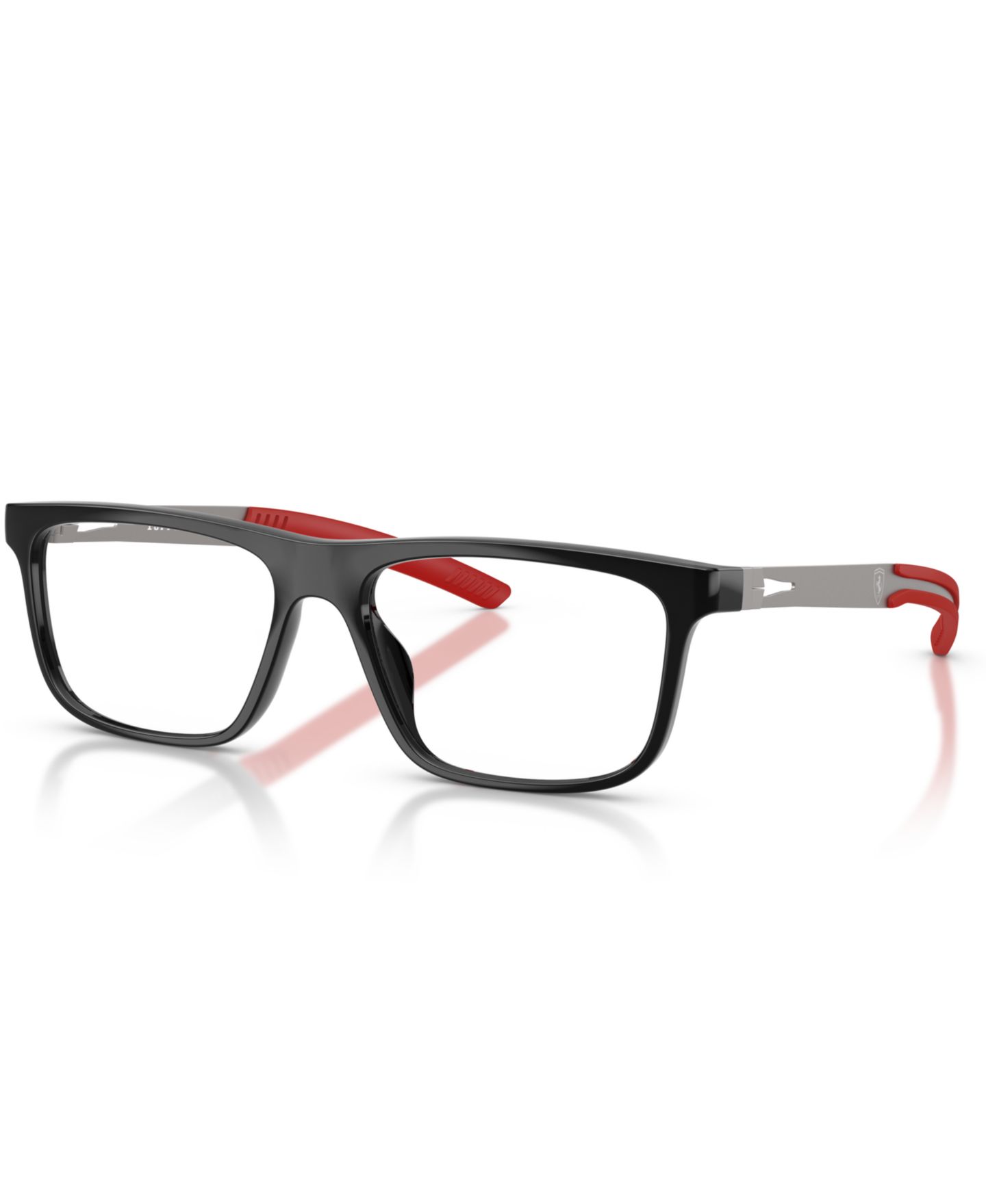 Мужские очки Scuderia Ferrari Man Pillow Plastic FZ8026U Eyeglasses, цвет: Чёрный блестящий — фото 1