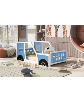 Classic Car Shaped Platform Bed Wheels Pine Wood MDF Frame